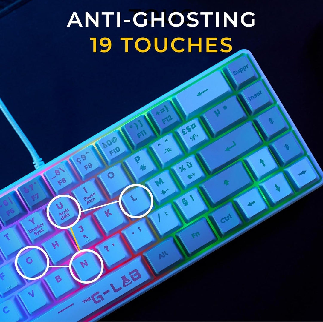 Confezione 2 In 1 - The G-Lab - Hydrogen Combo - Tastiera Azerty - Mouse Cablato - Bianco/grigio wei
