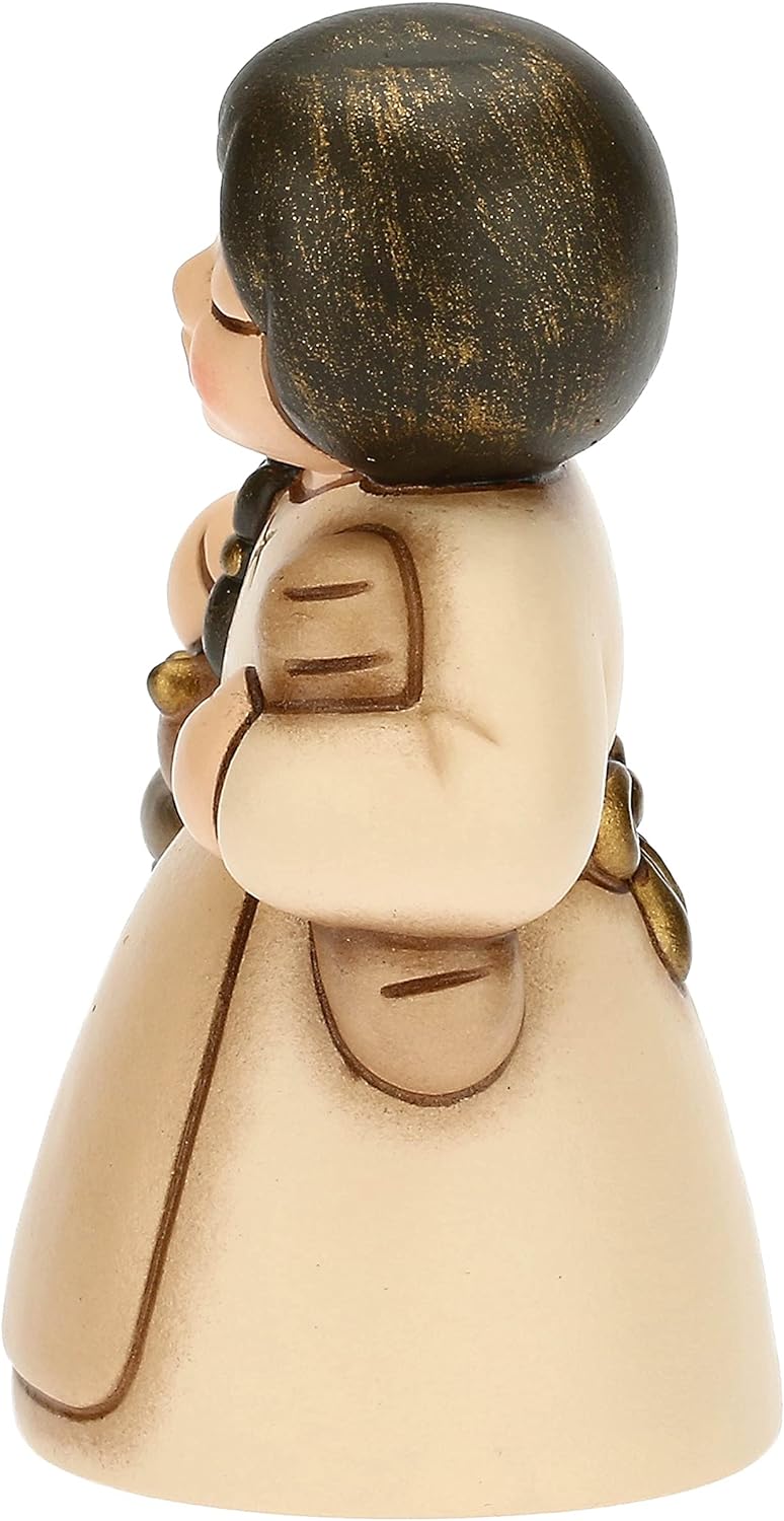 THUN - Krippe 2022 - Krippenfigur für Damen auf dem Markt aus Keramik, handverziert, beige Kleid - L