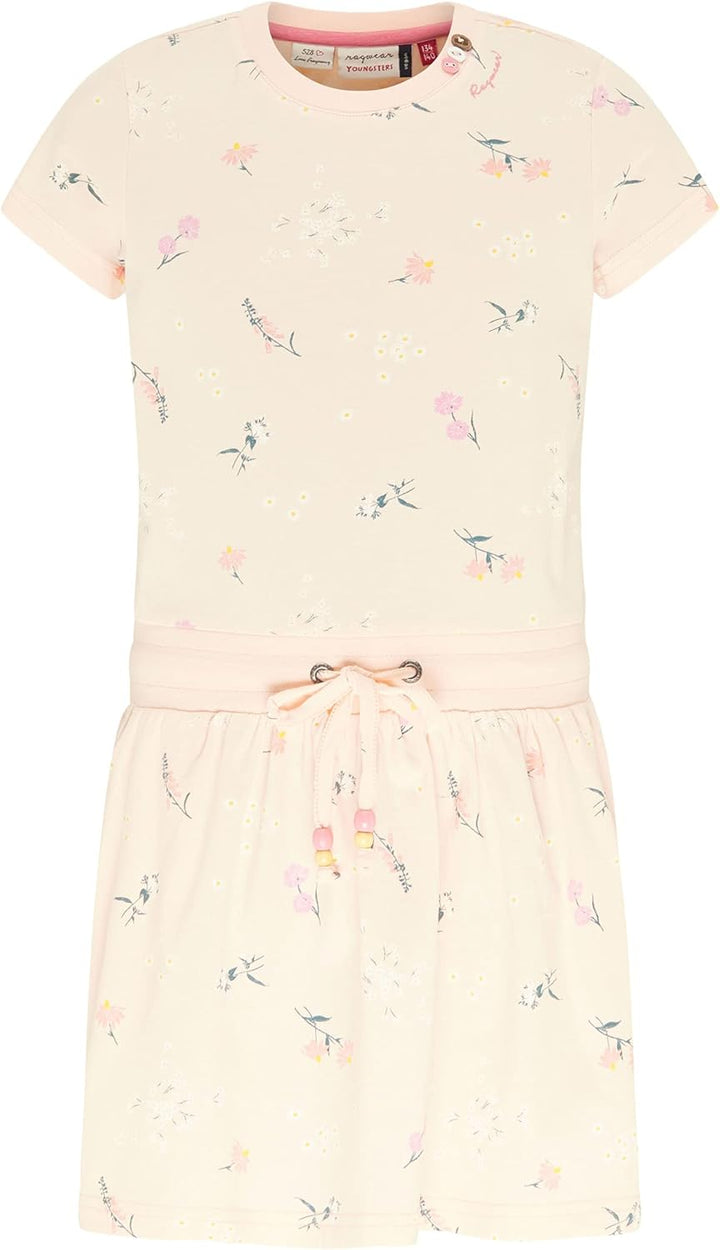 Ragwear Mädchen Kleid MAGY Flowers, Sommerkleid Kurzarm Blumen-Muster Streetwear-Look 152 Hell-pink,