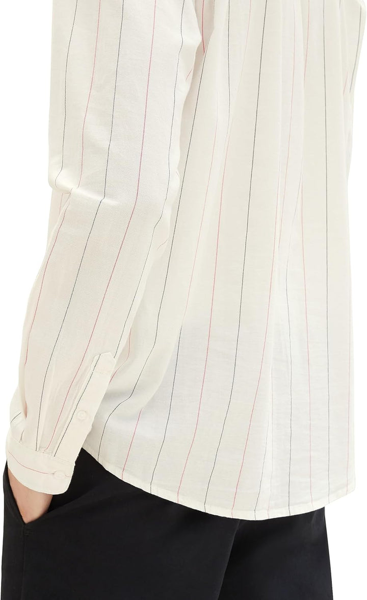 TOM TAILOR Denim Herren Hemd, M 33897 - Off White Base Big Stripe