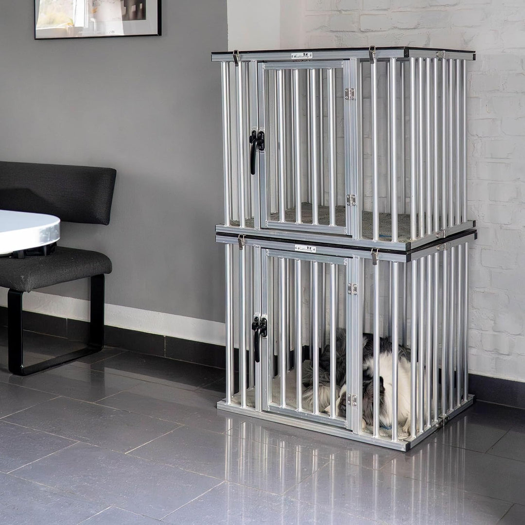 Callieway Faltbare/Klappbare ALU DOGBOX/Hundebox/Transportkäfig klappbar (Large), Large