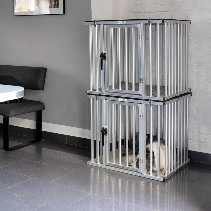 Callieway Faltbare/Klappbare ALU DOGBOX/Hundebox/Transportkäfig klappbar (Large), Large