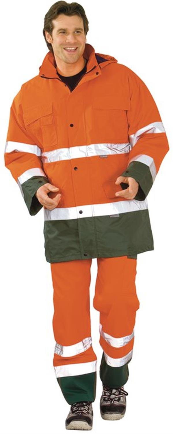 Planam Grösse XXXL Herren Warn-/Wetterschutz Parka 2-farbig orange grün Modell 2058 3XL Orange, Grün