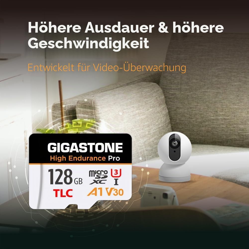 GIGASTONE 128 GB Micro-SD-Karte, hohe Ausdauer Pro Series Geschwindigkeit bis zu 100 MB/s, kompatibe