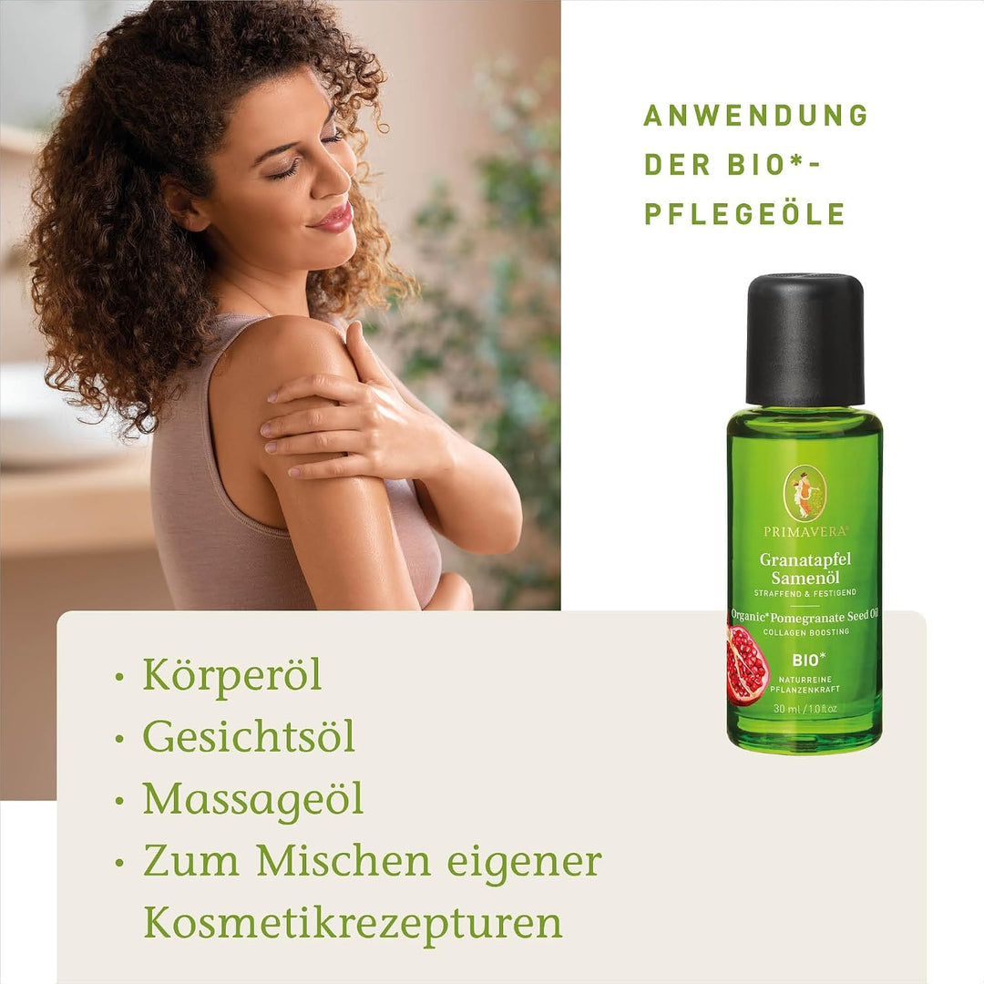 PRIMAVERA Pflegeöl Granatapfelsamenöl bio 30 ml – naturreine Pflanzenkraft – Glasflasche – Aromaöl,