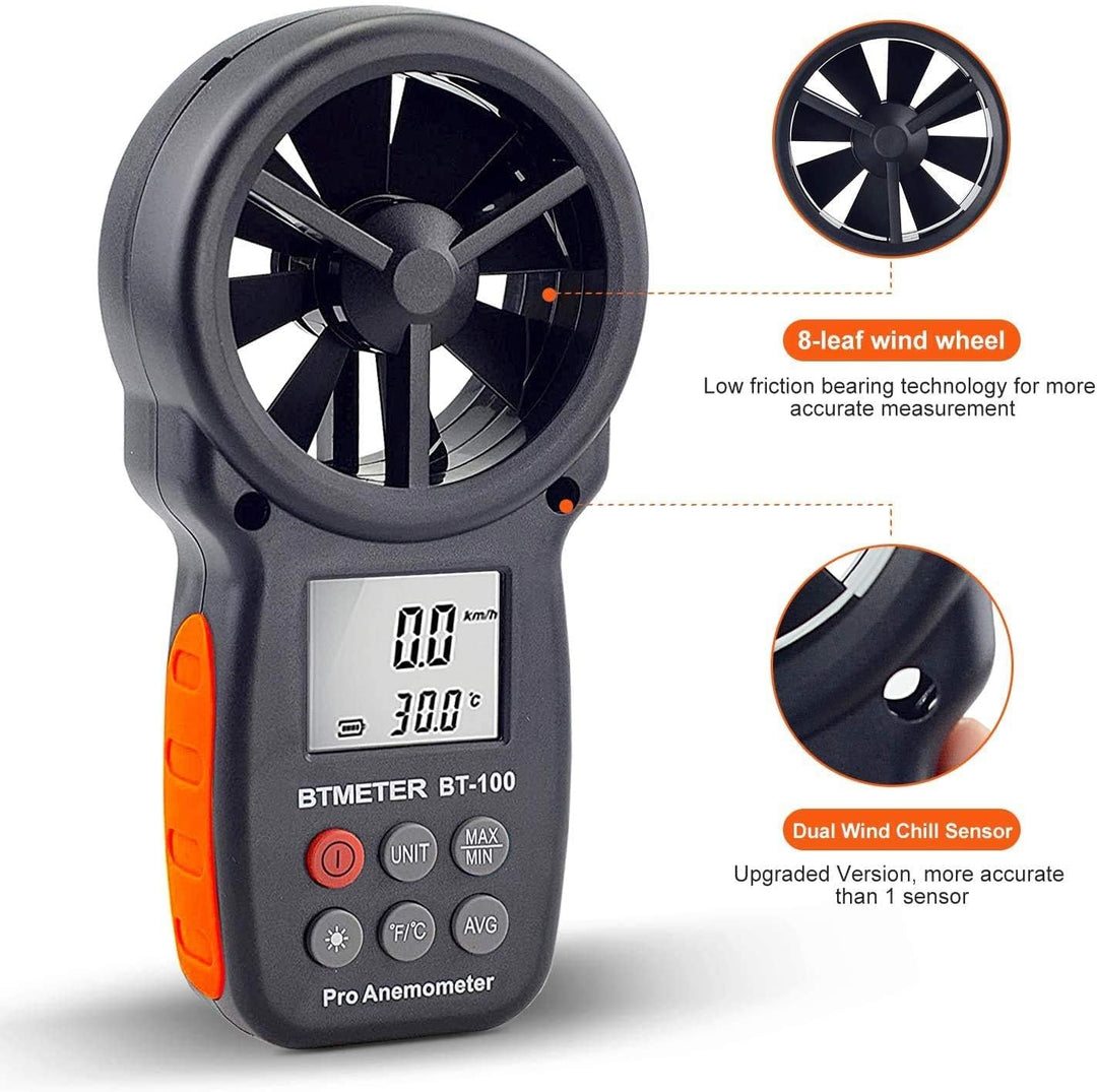 BTMETER BT-100 Windmesser Anemometer Windmesser, Windmessgerät, Windgeschwindigkeitsmessgerät, Windg