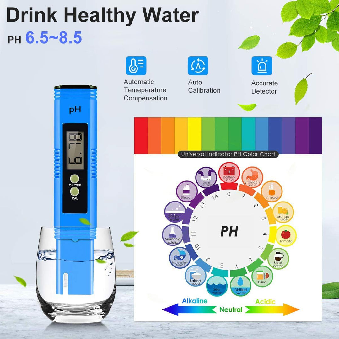 4 in 1 pH Messgerät Pool Digital, 0.01 Hohe Genauigkeit pH Wert Messgerät mit TDS Stift und LCD Hint
