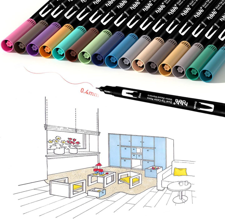 hhhouu 100 Farben Brush Marker Pinselstifte Journal Zubehör Stifte, Doppelspitze Filzstifte für Kind