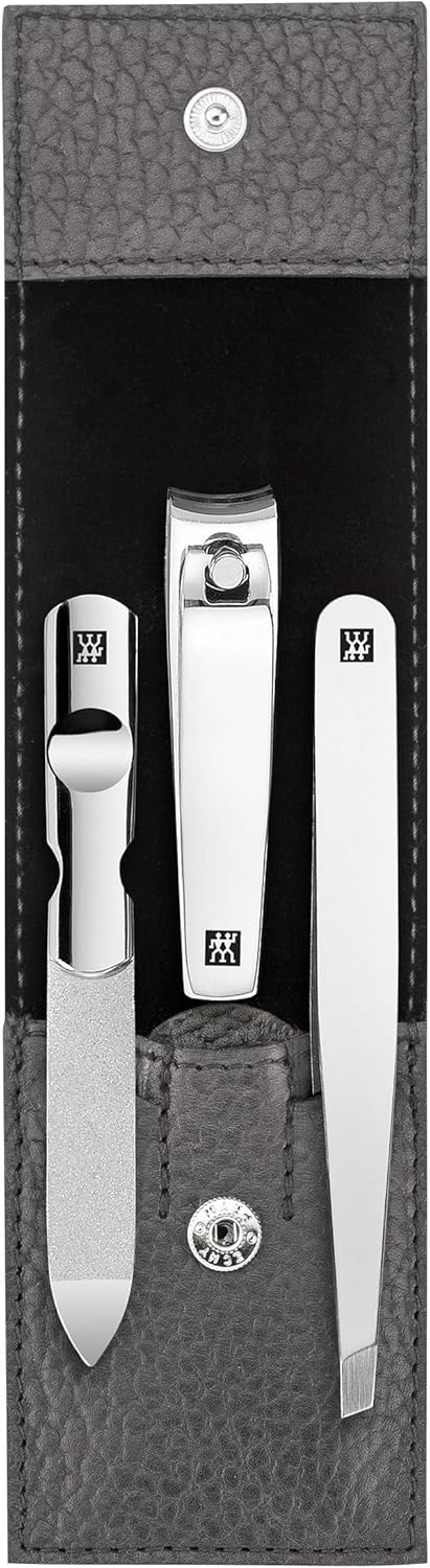 ZWILLING Maniküreset (3 Teilig, Nagelpflege und Pediküre, Echt Leder Etui, mit Nagelknipser), Edelst