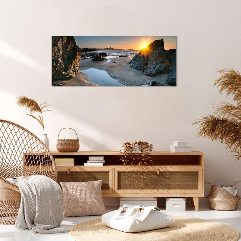 Wandbilder Dekoration Wohnzimmer Landschaft britisch Ufer Küste Panorama Bilder auf Leinwand 120x50c