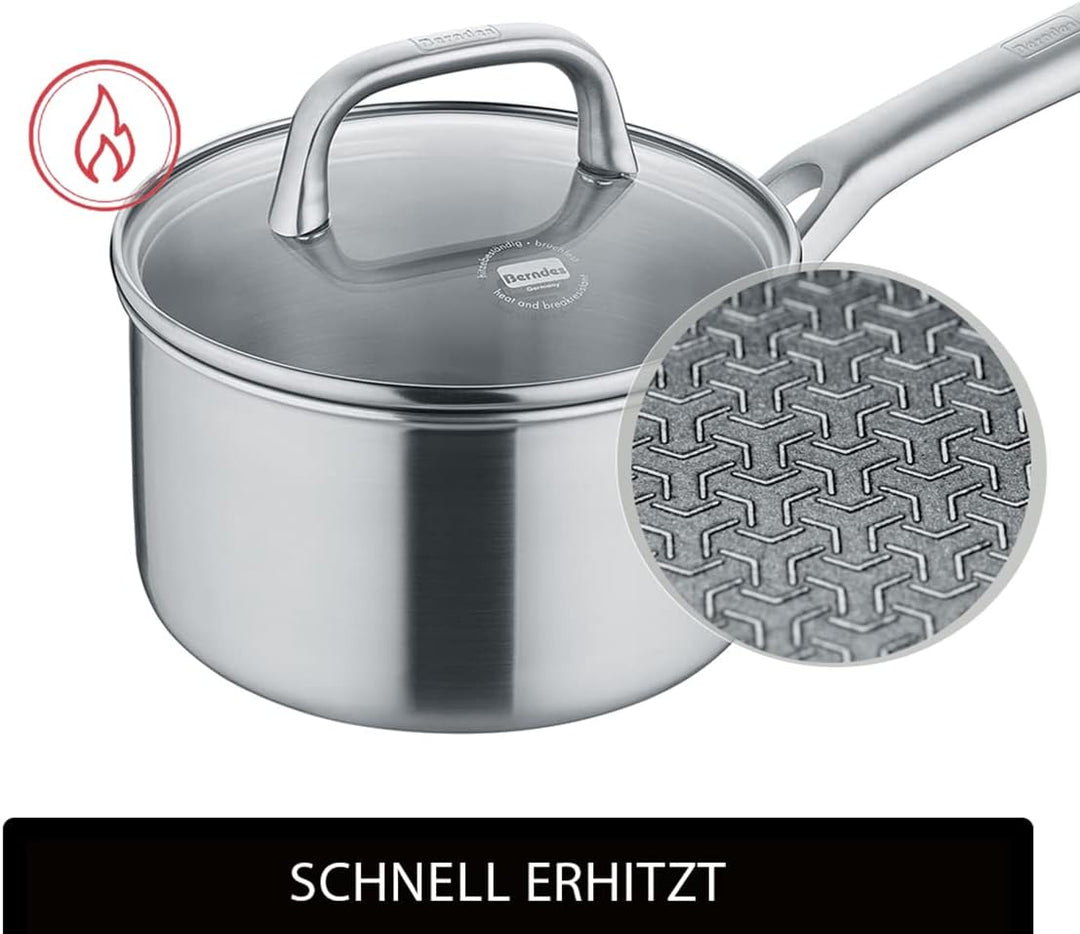 Berndes Topf Tricion Resist 16 cm, Stieltopf mit Deckel 1,8 l Volumen, für alle Herdarten inkl. Indu