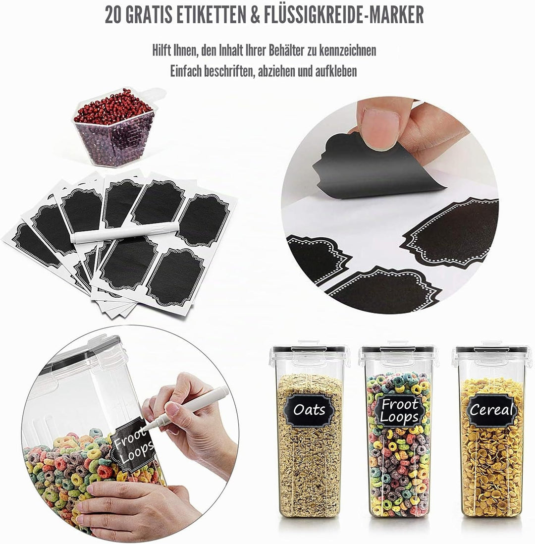 Wildone Frischhaltedosen, luftdicht, Müsli-Vorratsdosen für Zucker, Mehl, Snacks, Backzubehör, ausla
