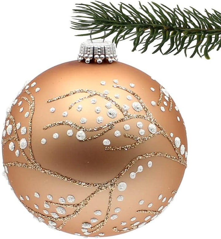 Dekohelden24 Lauschaer Christbaumschmuck - 9er Set Glaskugeln in Bronze, Türkis und Silber, mundgebl