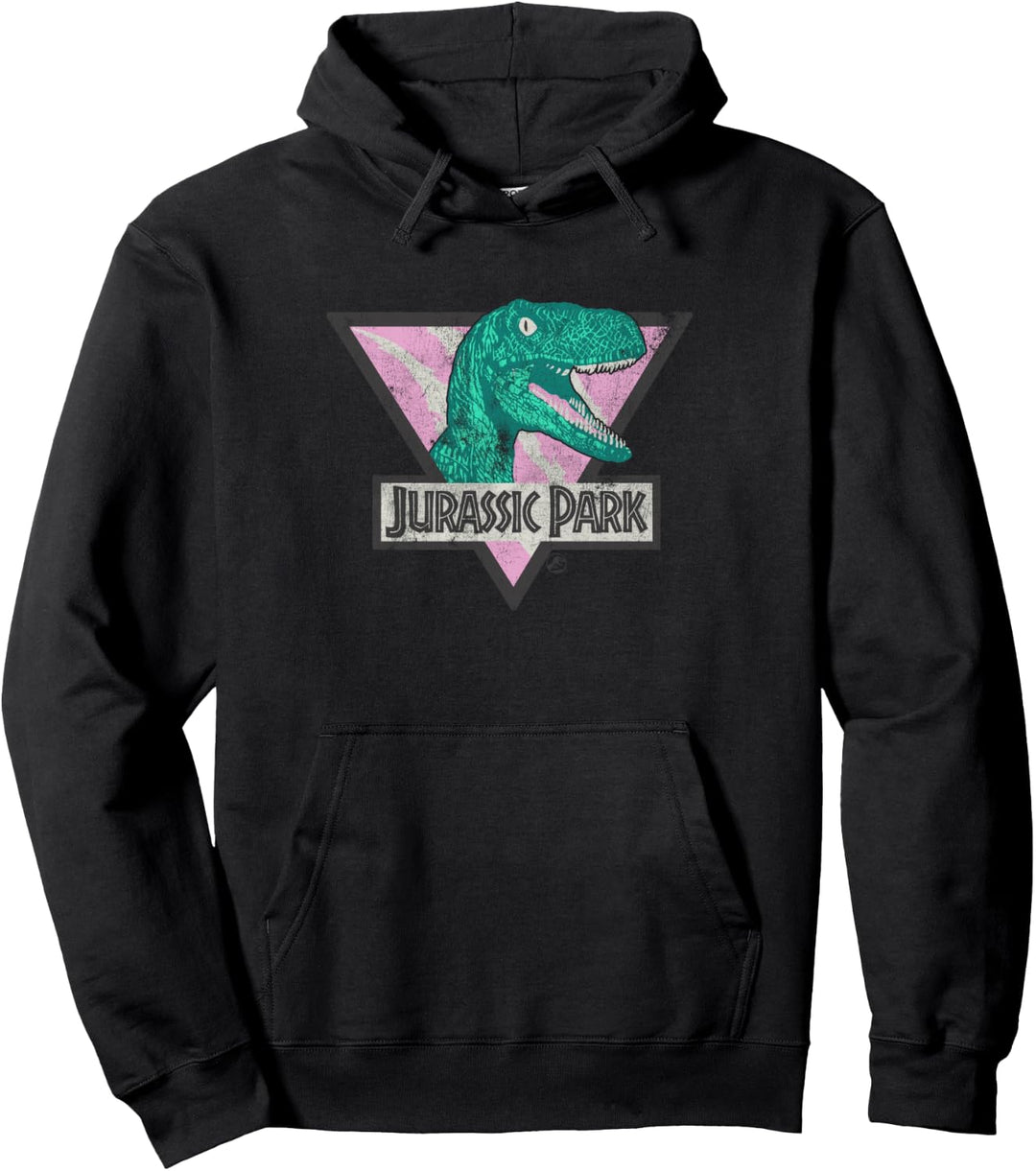Jurassic Park Velociraptor Pastel Scratched Triangle Pullover Hoodie