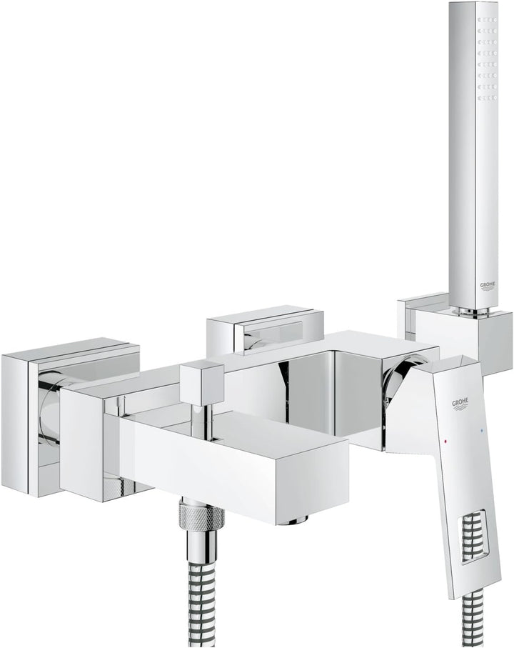 GROHE Eurocube Wanne - Wannenarmatur | mit HANDBRAUSE, Wandhalter und Schlauch | 23141000 & Eurocube