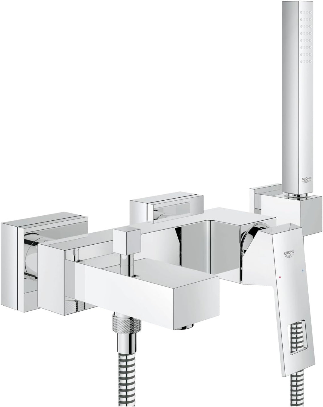 GROHE Eurocube | Wanne - Wannenarmatur | mit HANDBRAUSE, Wandhalter und Schlauch | 23141000 & Eurocu