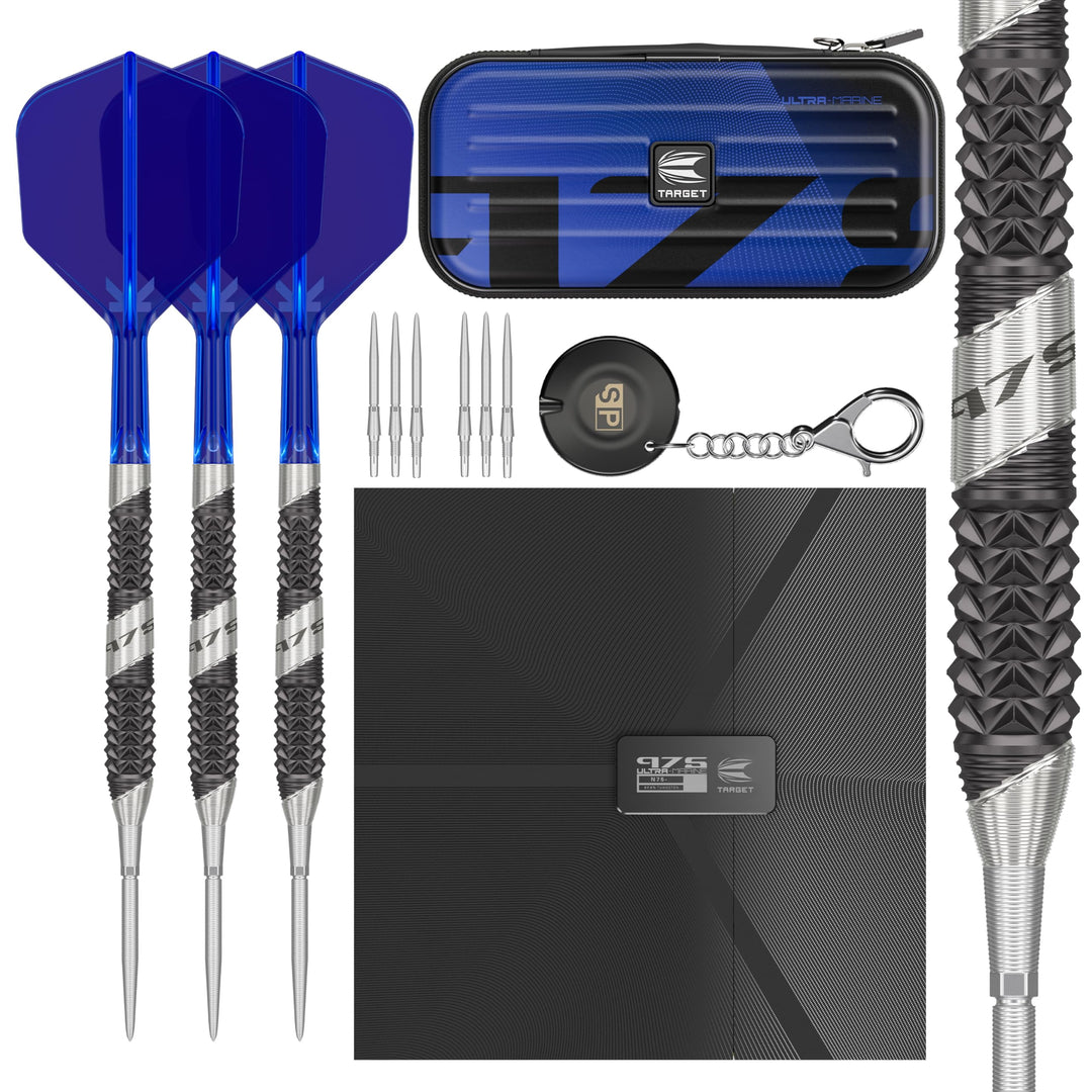 Target Darts 975 Ultra Marine 97.5% Wolfram Swiss Point Stahlspitze Dart Satz with K-Flex 21G Barrel
