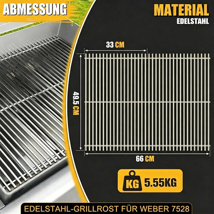 GFTIME 49,5 x 33cm 7528 Grillrost Edelstahl für Weber Genesis E-310/320/330, S-310/320/330 (2007-201