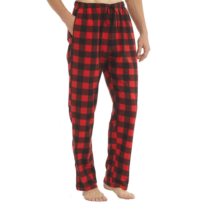 LNFINTDO 1-2er Pack Schlafanzughose Herren Lang Fleece Karierte Pyjamahose Winter Warm Nachtwäsche B