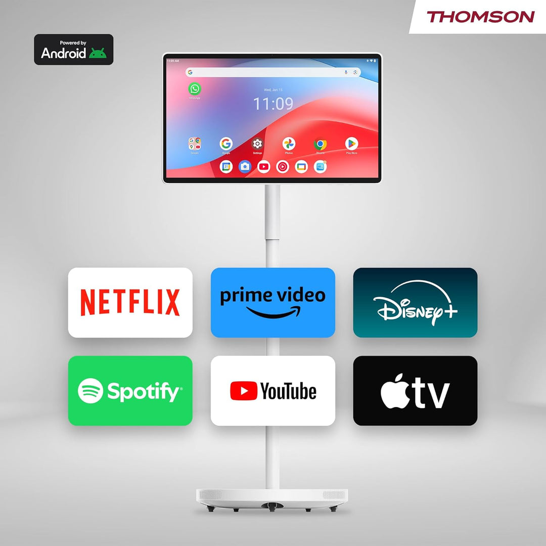 Thomson 27 Zoll (69 cm) Go Plus Pro, Tragbarer Full HD Android Smart TV mit Sprachsteuerung, Touchsc