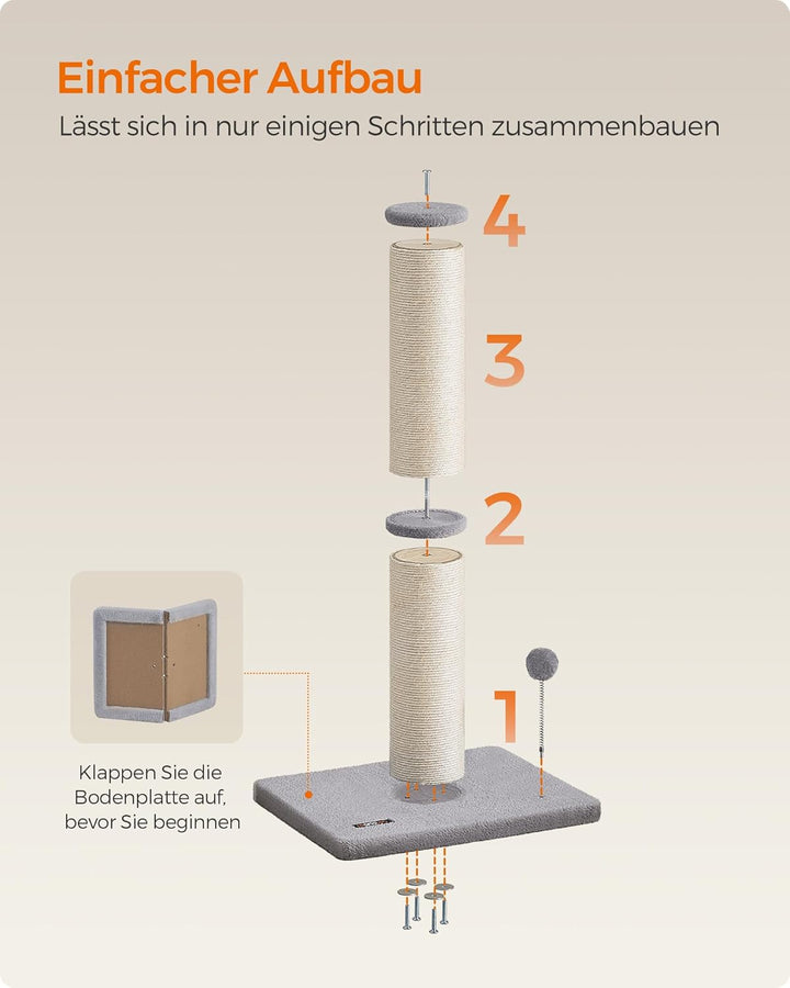 Feandrea Kratzbaum, 85 cm hoch, Kratzsäule XL, 13 cm Dicker Stamm, Katzenbaum, Kratzstamm für mittel