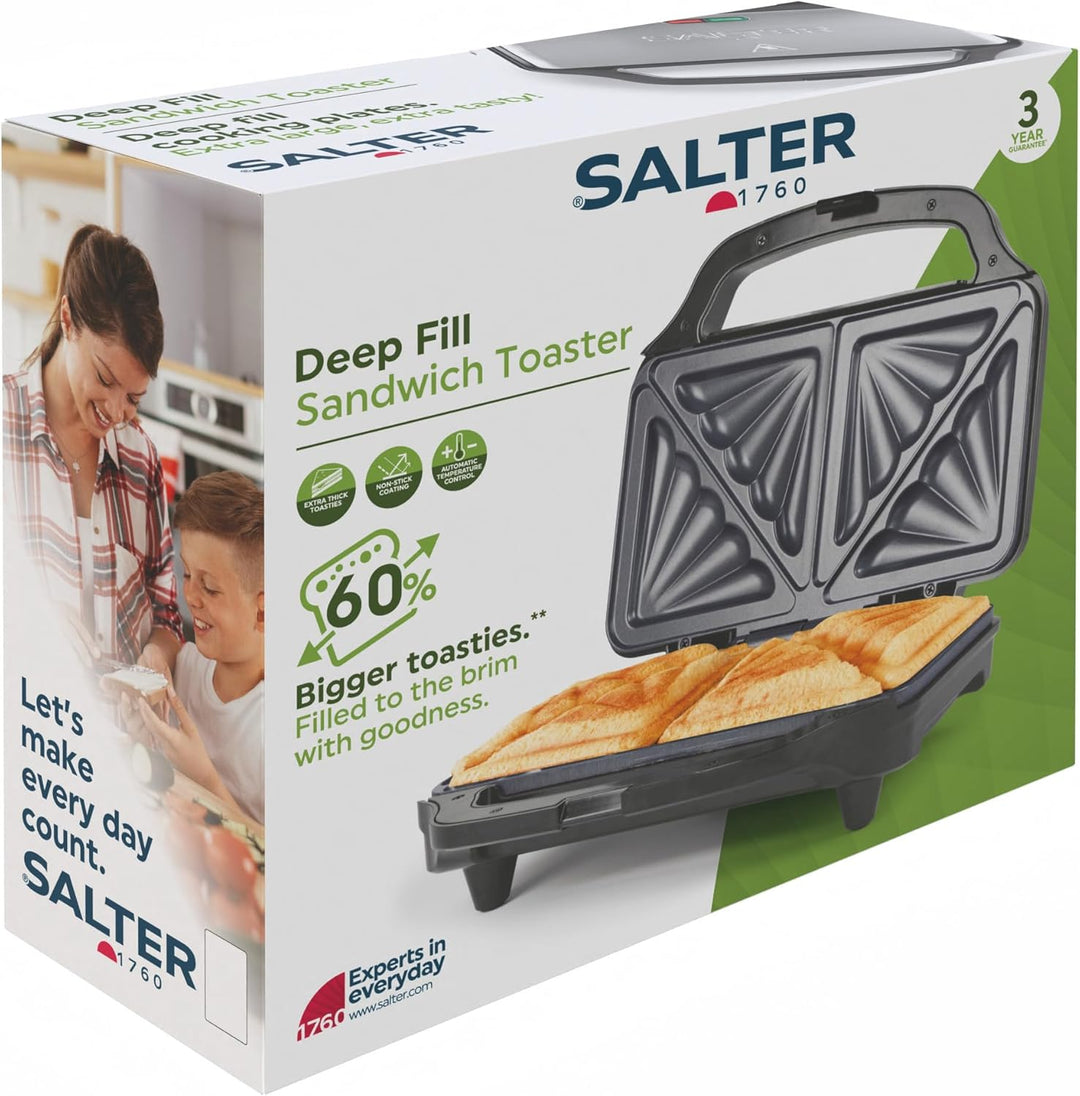 Salter Sandwich-Toaster – Antihaftbeschichteter, Deep Fill Toastie-Maker, zusammen mit 2 getoasteten