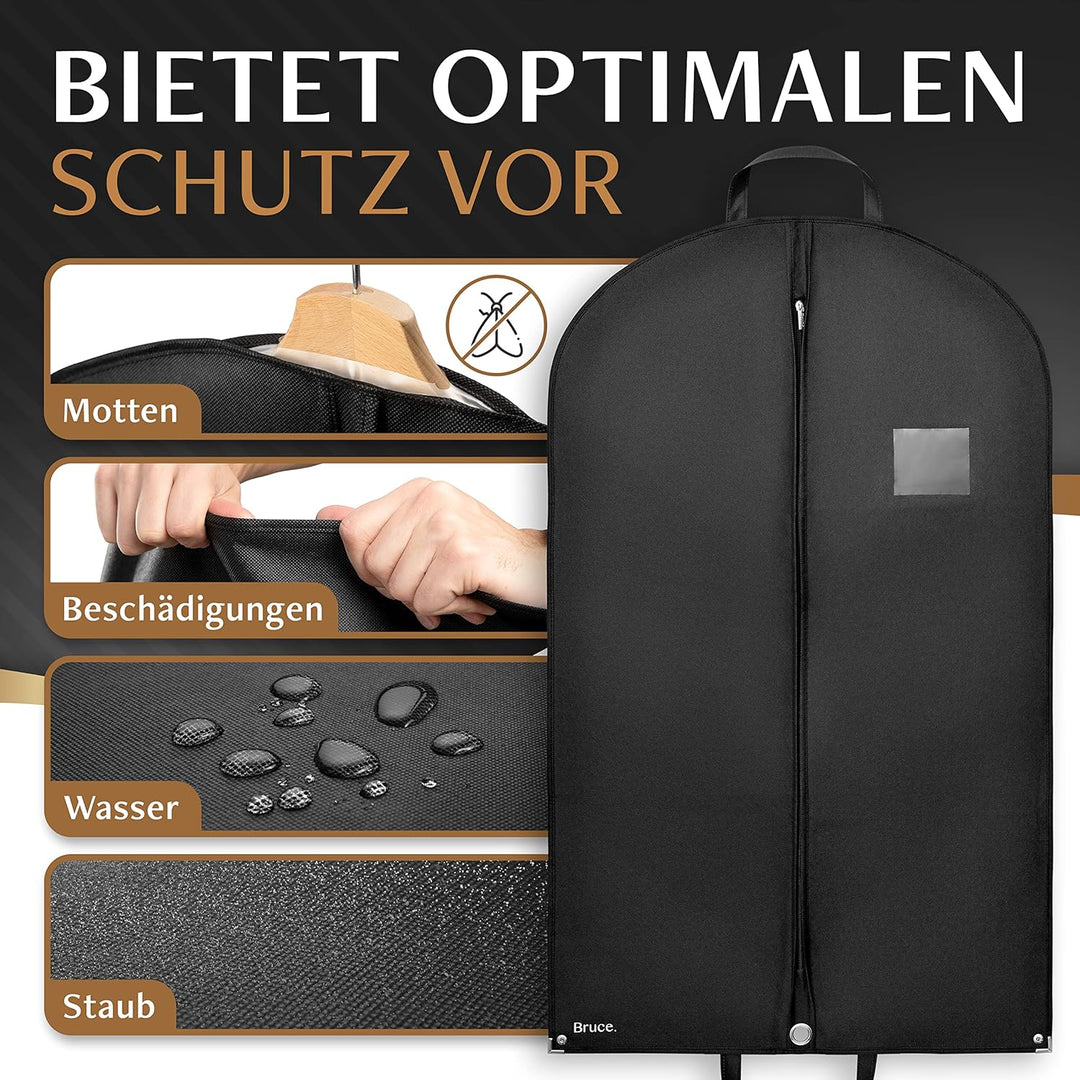 Bruce.® 3x Kleidersack Kurz 100x60cm inkl. 1x Schuhbeutel – Atmungsaktive Kleiderhülle für Anzug, Ja