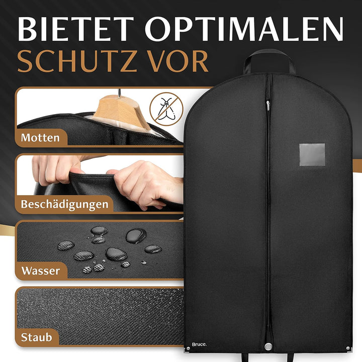 Bruce.® 3x Kleidersack Kurz 100x60cm inkl. 1x Schuhbeutel – Atmungsaktive Kleiderhülle für Anzug, Ja