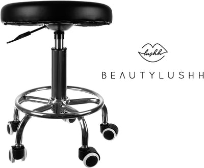 lushh BEAUTYLUSHH Drehhocker auf Rollen 150 kg Belastbar Höhenverstellbarer Rollhocker für Kosmetiks