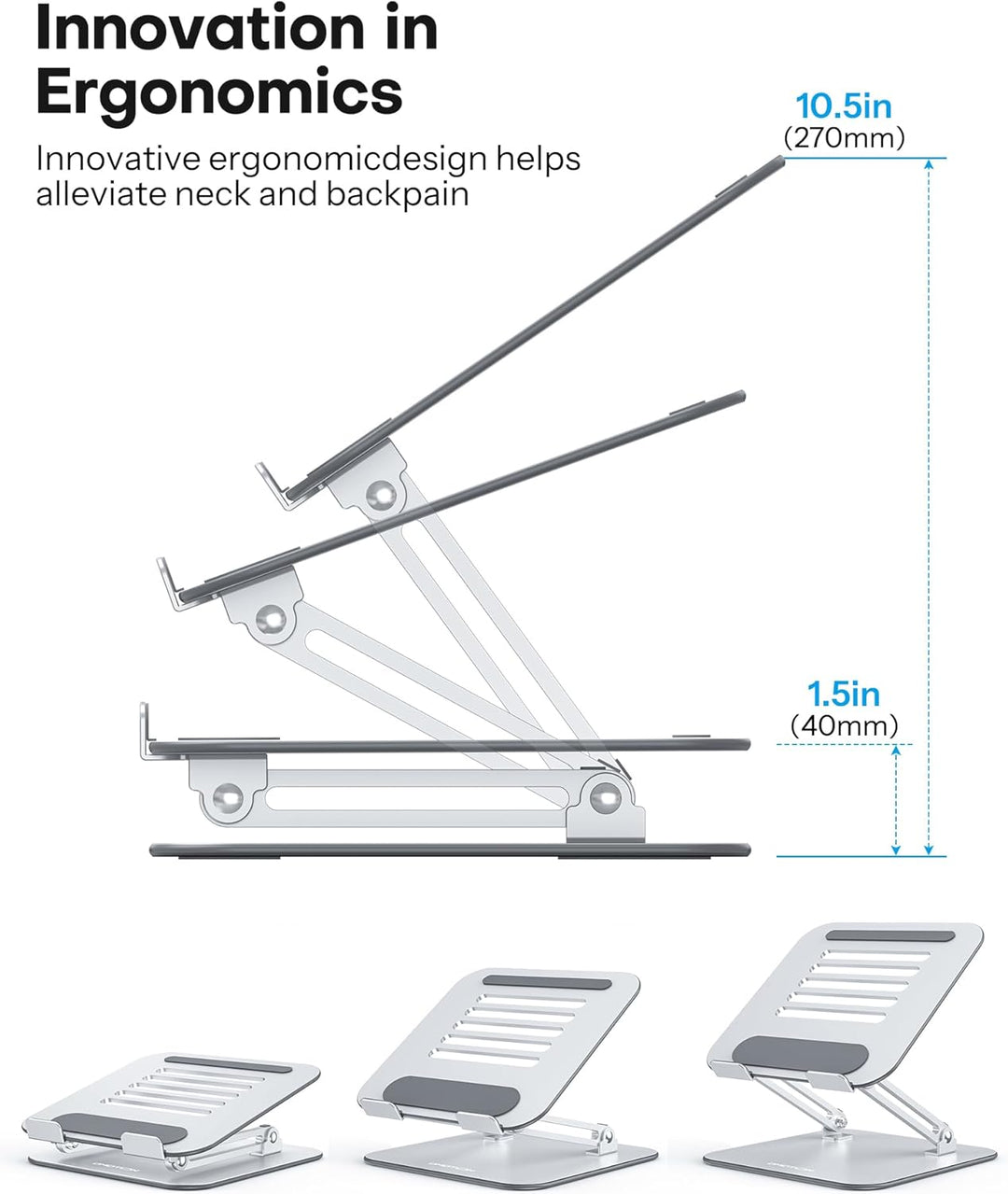 OMOTON Laptop Ständer Höhenverstellbar, Ergonomischer Notebook Ständer mit Belüftung, Faltbarer Lapt