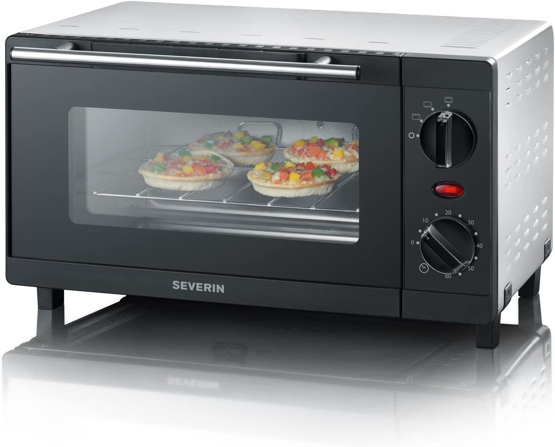 SEVERIN TO 2052 Back- und Toastofen (800 W, Inkl. Grillrost und Backblech, 9 L) silber /schwarz & Do