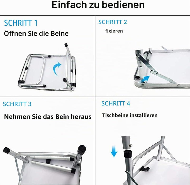 EFAN Klapptisch, 3 m, tragbar, höhenverstellbar, Campingtisch, faltbar, mit Tragegriff für Party, Ab