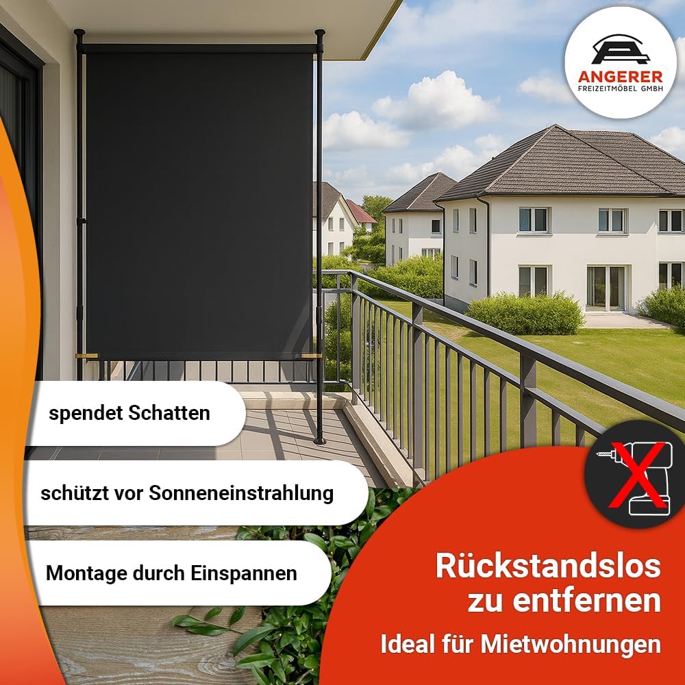 ANGERER Balkonsichtschutz Style Taupe, 120 cm | Senkrechtmarkise für Sicht- und Sonnenschutz, Montag