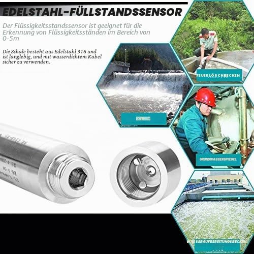 Bewinner Wasserstandssensor, TL231 Flüssigkeitsstandssensor, DC 24V Füllstandsensor 4-20mA Einwurf-F
