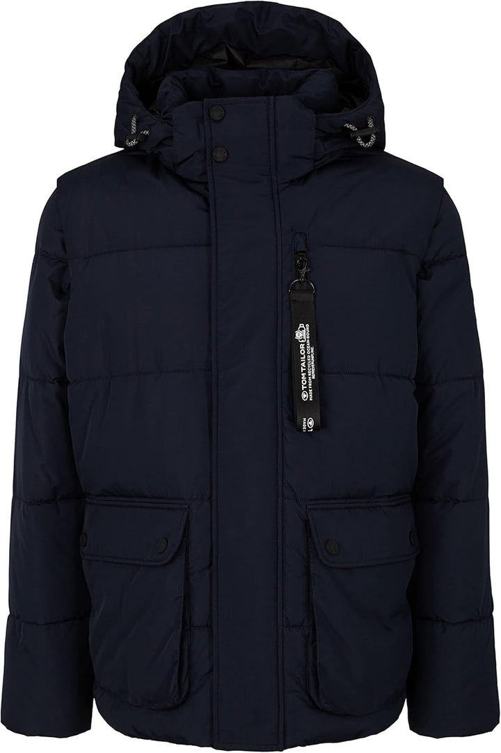 TOM TAILOR Herren puffer jacket with hood M 10668 - Sky Captain Blue, M 10668 - Sky Captain Blue
