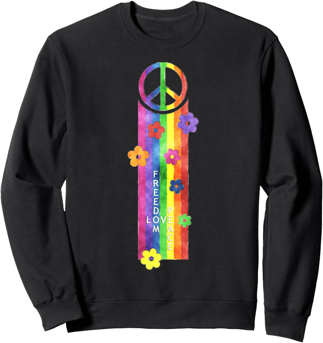 Flower Power Rainbow Stripes Freedom Love Peace 2 - Fan Fun Sweatshirt