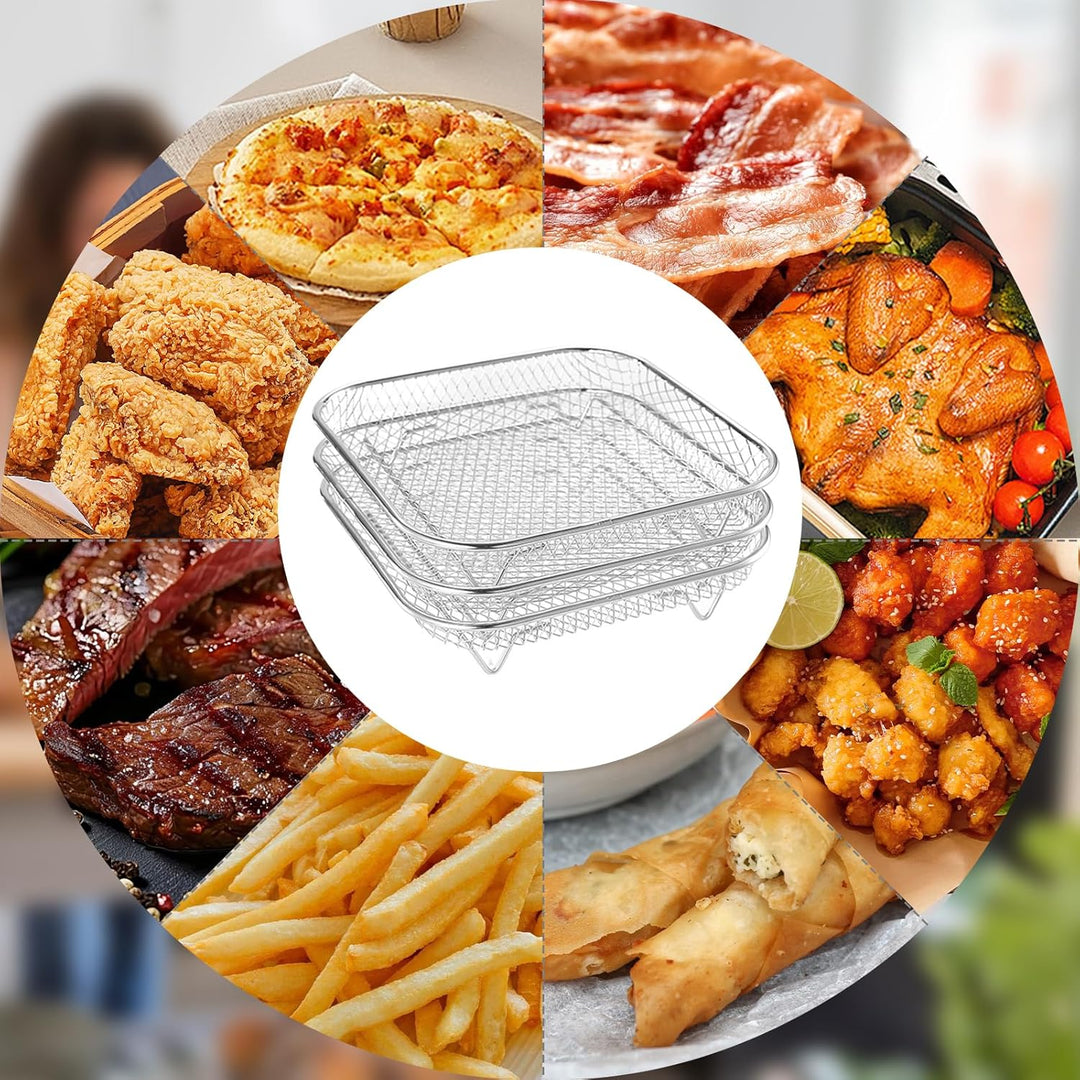 ACESOME 3 Stück Air Fryer Rack,Edelstahl Gitter Für Zubehör Heissluftfritteuse, Airfryer Gittereinsa