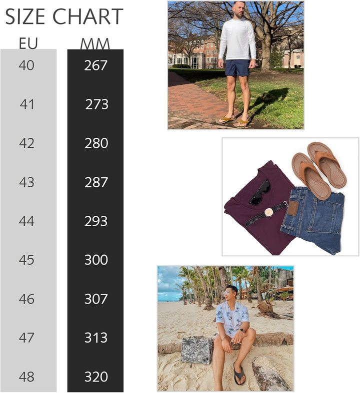 WateLves Herren Flip Flops Zehentrenner Leder mit Arch Support Sandalen Weich Leder Stoff Badelatsch