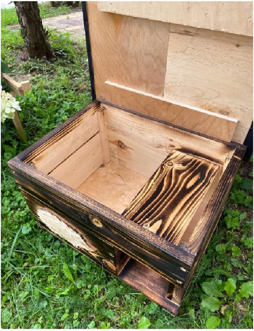 QLS Igelhaus aus Holz 40 x 50 x 30 cm mit abnehmbarem Dach Igelhütte für den Garten wetterfest gefla