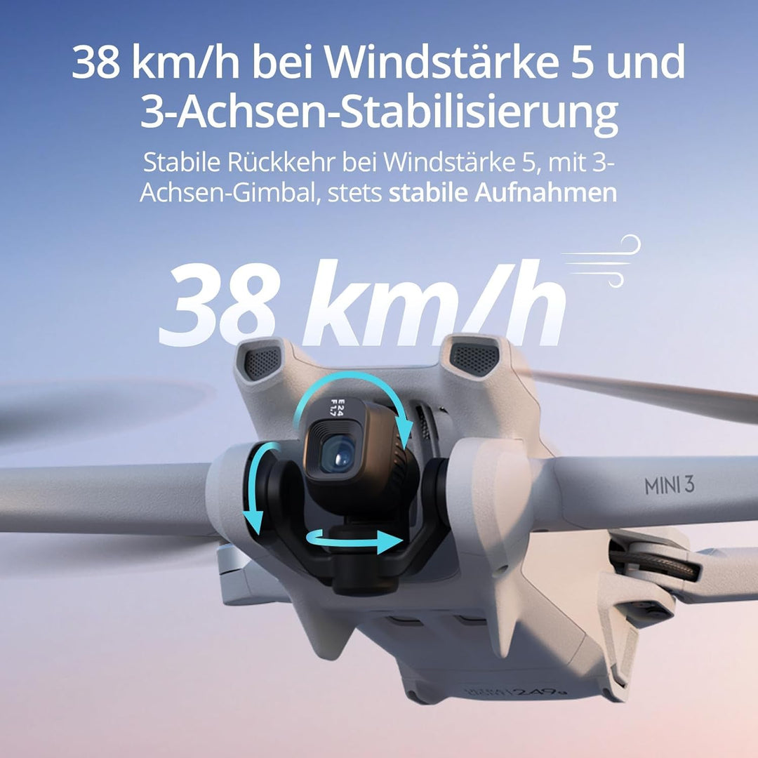 DJI Mini 3 Fly More Combo (DJI RC) – Leichte und faltbare Mini-Kameradrohne mit 4K HDR-Video, 3 Batt