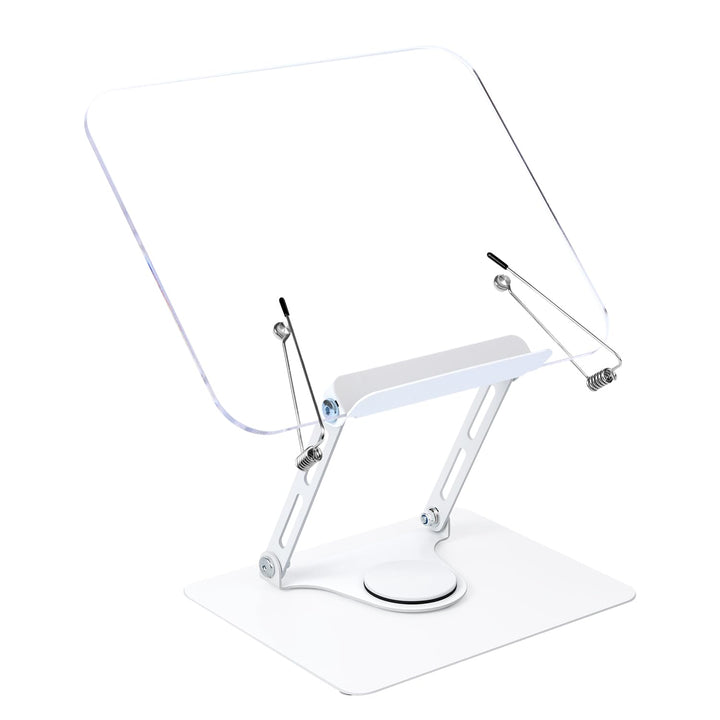 MSDADA Buchständer, Verstellbarer Acryl Buchhalter mit 360° drehbarer Basis, Kochbuchständer, Rezept