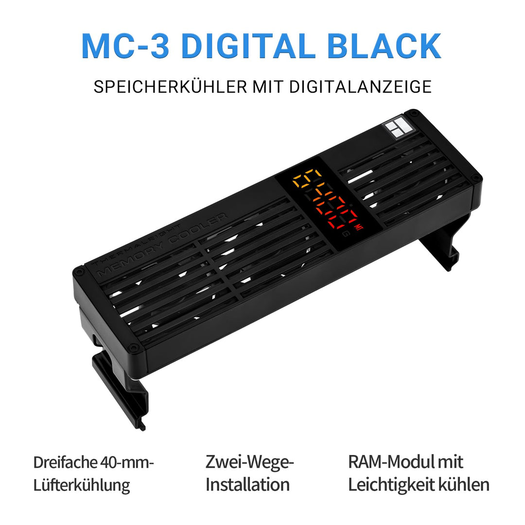 Thermalright MC-3 Digital Black RAM Cooler, 3 PWM Lüfter | mit 4500 U/min PWM-Design, RAM-Kühlung le