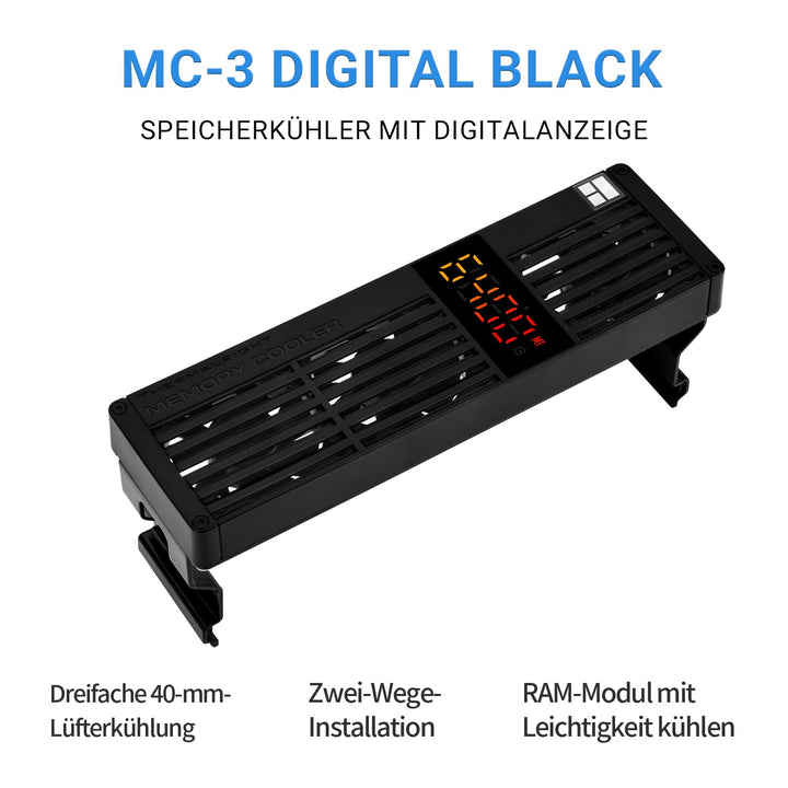 Thermalright MC-3 Digital Black RAM Cooler, 3 PWM Lüfter | mit 4500 U/min PWM-Design, RAM-Kühlung le
