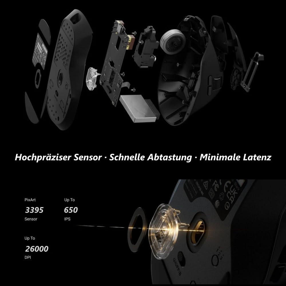 Keychron M6 Wireless Bluetooth/2.4 GHz/Kabelgebundene Optische Maus,1000Hz Leichtgewicht 86g Program