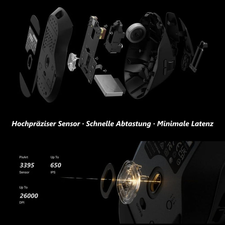 Keychron M6 Wireless Bluetooth/2.4 GHz/Kabelgebundene Optische Maus,1000Hz Leichtgewicht 86g Program