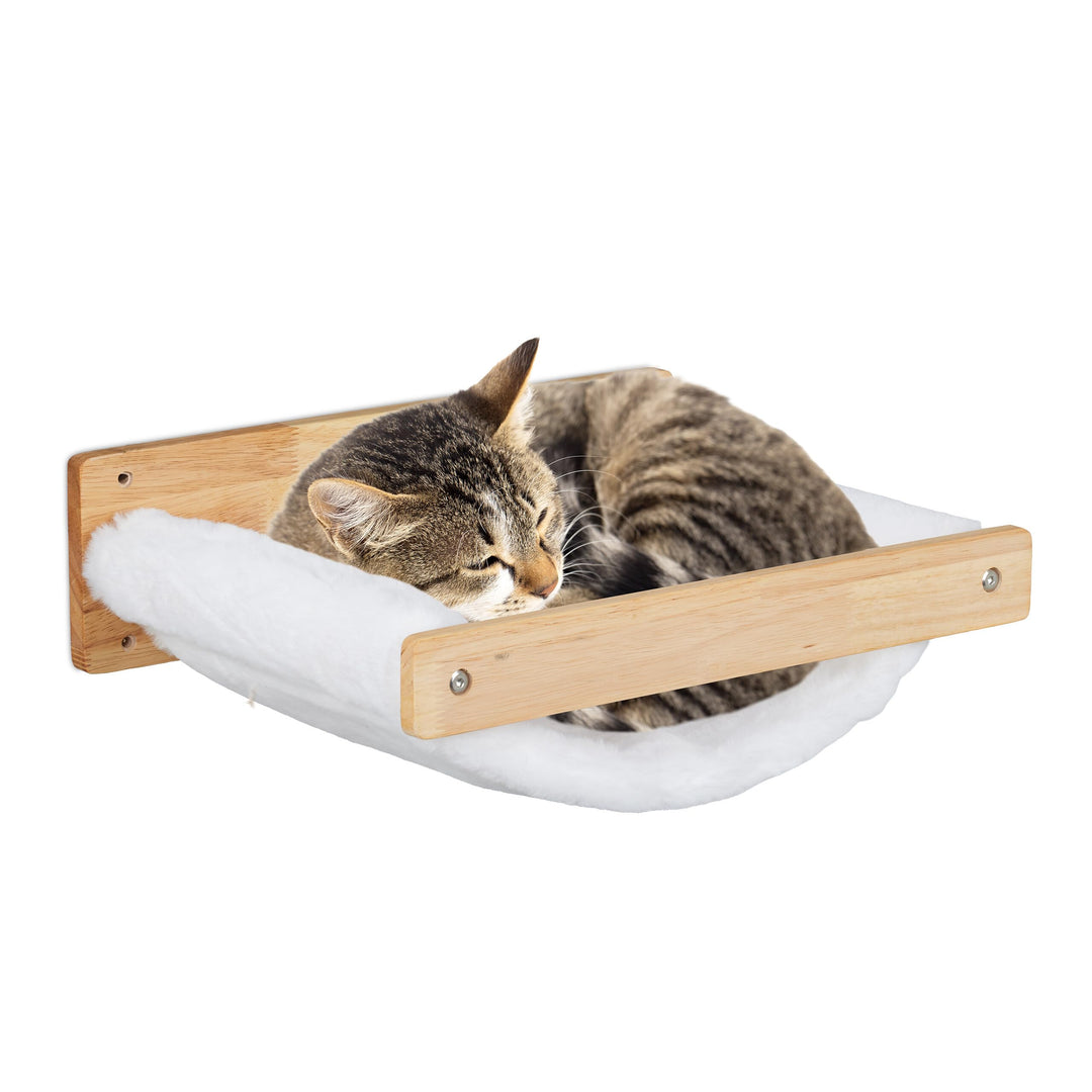 Relaxdays Katzenhängematte, Wand, hängendes Katzenbett, Plüsch, HBT: 17x39,5x32,5 cm, Katzenwandlieg
