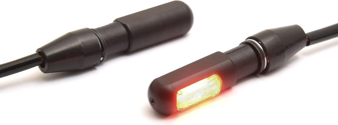 Mini LED 3in1 Blinker Rücklicht Bremslicht Alu E-Zulassung schwarz kurz M8 Motorrad Racer Chopper Cr
