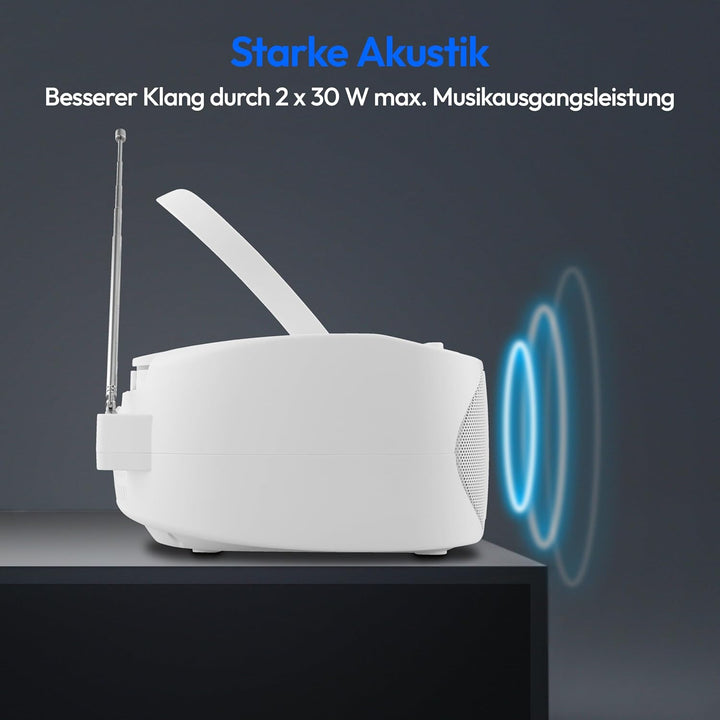 MEDION E65010 Stereoradio (CD-Player, Kassette, USB Anschluss, AUX Audioeingang, MP3-Widergabe. UKW