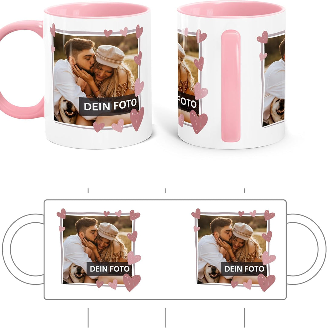 personalisierte Fototasse mit eigenem Foto persönliches Geschenk mit Bild selbst gestalten Rahmen He