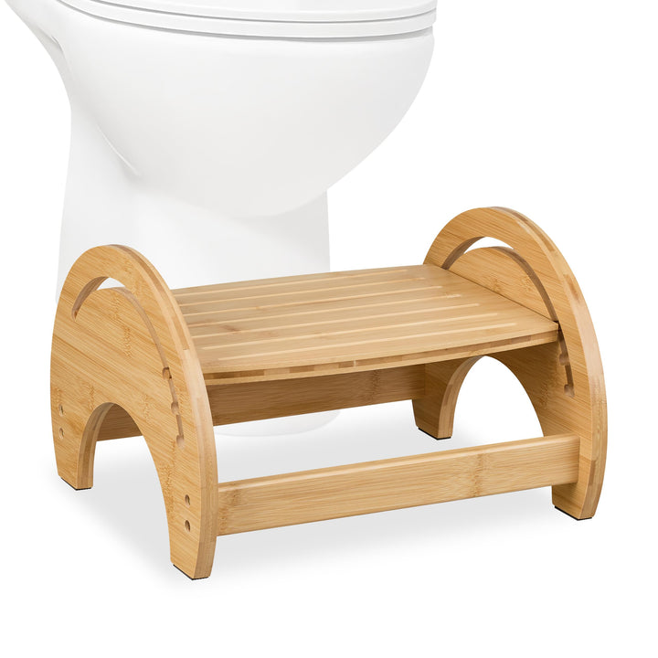 Relaxdays Toilettenhocker, verstellbar, Stuhlgang Unterstützung, WC Hocker Erwachsene, Bambus, HxBxT